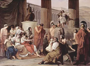 Gemälde: ein weinender Mann (Odysseus), Sinnbild für verborgene männliche Trauer im Kinderwunsch